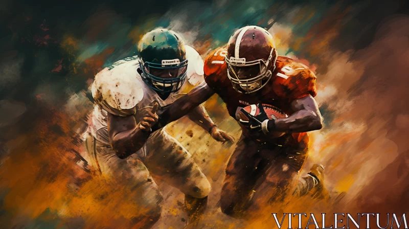 Intense Football Competition in Bold Colors AI Image