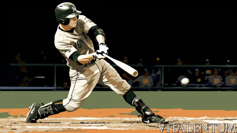 Tense Action-Packed Baseball Swing Illustration AI Image