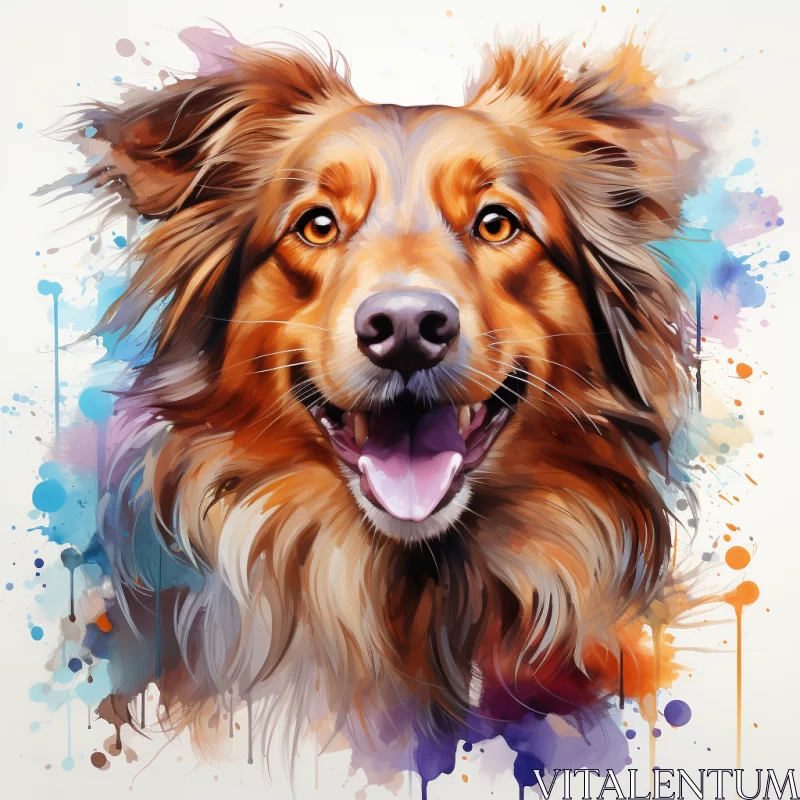 Playful Dog Caricature in Colorful Watercolor & Digital Art AI Image