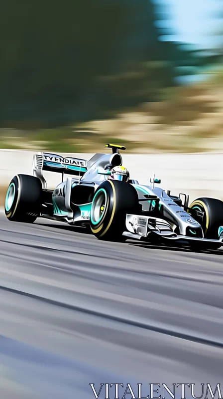 Teal Racing Car in Spray-painted Realism Style, Depicting Speed & Power  - AI Generated Images AI Image