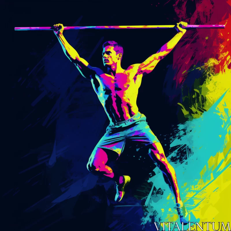 Dynamic Gymnastics Action Image with Vibrant Background AI Image
