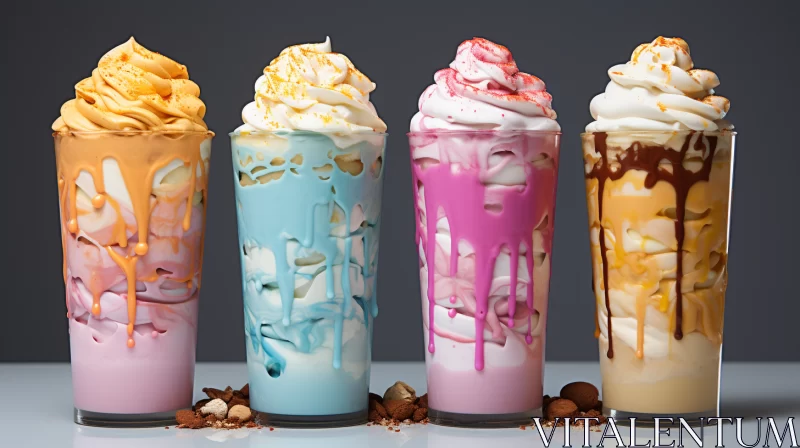 Marbleized Dessert Beverages in Cyan, Beige, and Pink Tones AI Image