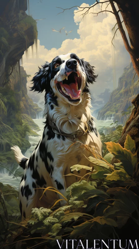Portrait of Mature Dog in Dense Forest Adventure AI Image