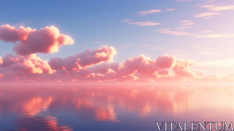 Tranquil Maritime Scene with Dreamlike Sky Reflections AI Image
