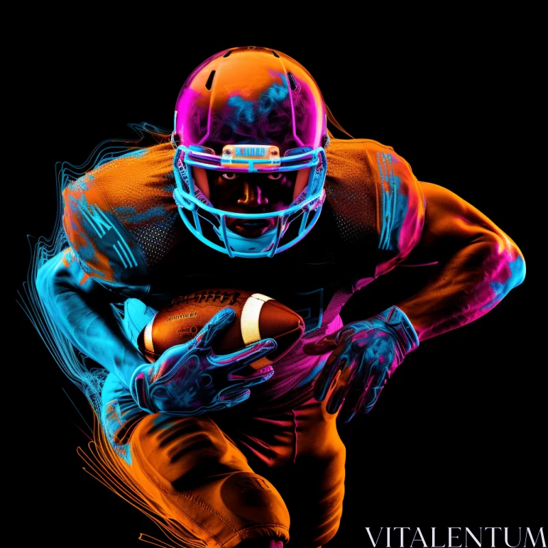Intense American Football Player in Ultraviolet Style Art AI Image