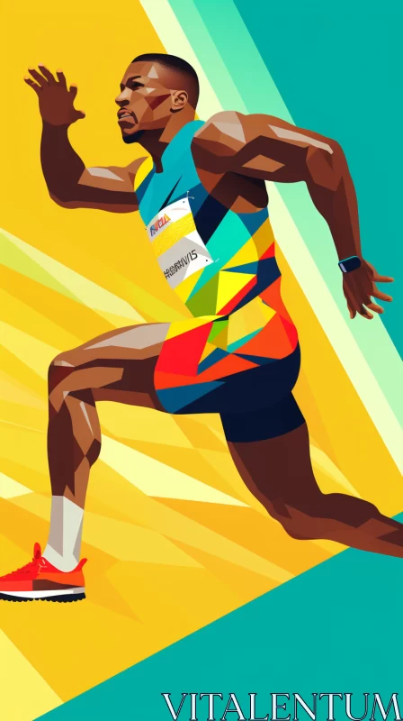 Olympic Athlete Artwork: A Story of Race & Athlete's Resolve AI Image