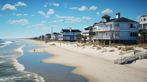 Charming Beachfront Houses with Unique Architecture in Soft Sunlight