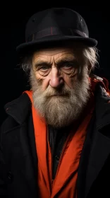 Epic Portrait of an Elderly Man in Orange Jacket