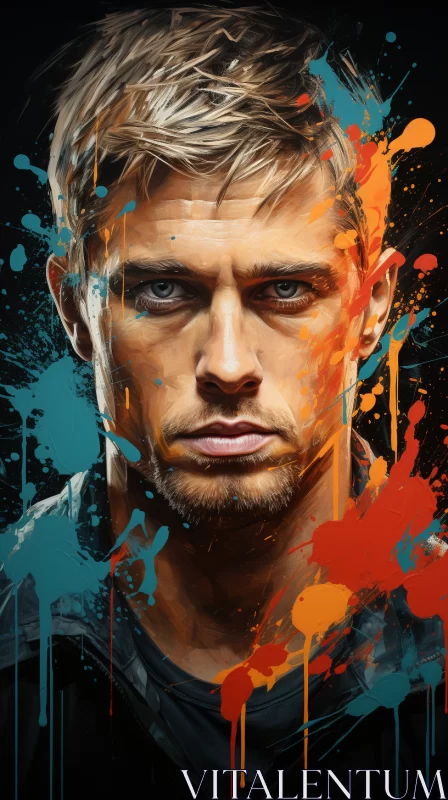 Mesmerizing Portrait of a Man: Vibrant Colors, Intricate Details, and Realistic Techniques AI Image