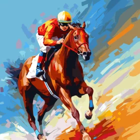 Fauvist-Style Horse Race Painting: Vibrancy, Drama & Bold Technique AI Image