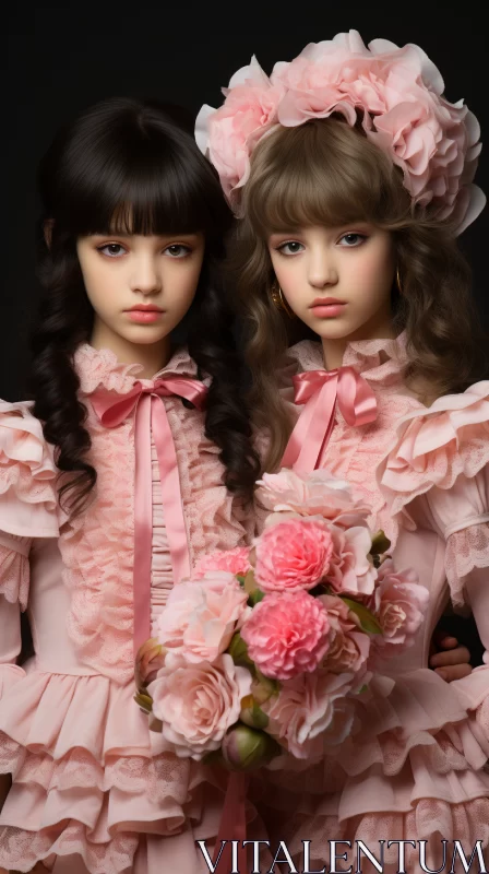 Pink Dollcore Portraits: A Blend of Realism and Romanticism AI Image