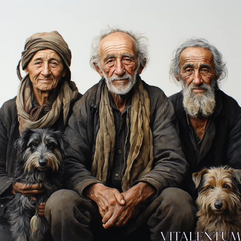 Seasoned Travelers and Dog: A Powerful Portraiture AI Image