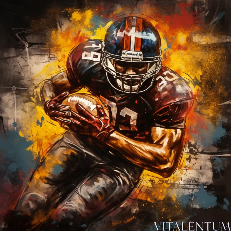 AI ART Speed Painted Football Player in Full Sprint with Burned Effect