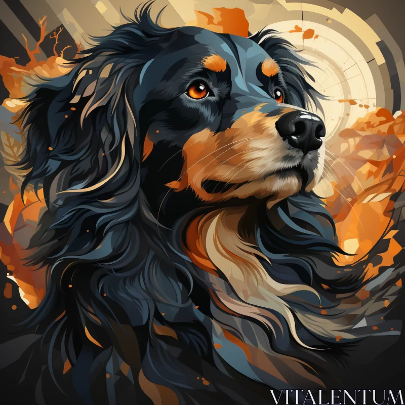 Multilayered Dog Portrait with Rich Hues and Striking Expression AI Image