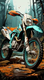 Adventure-Filled Forest Bike Ride in Precisionist and Pop Art Style AI Image
