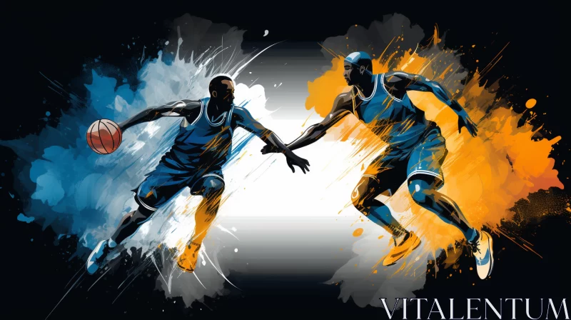 Artistic High-Energy Basketball Game Depiction in Mbole Art AI Image