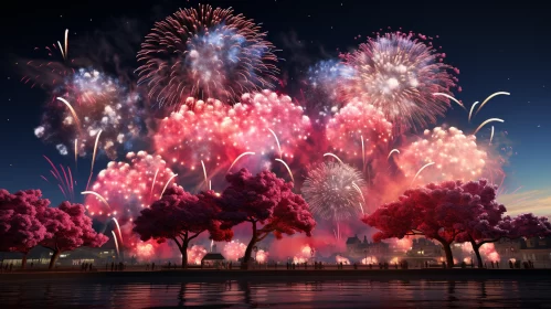 Multicolored Fireworks Display in the Sky - A Representation of Dutch Tradition AI Image