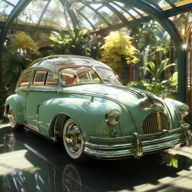 Antique Car in Emerald & Gold | Art Nouveau & Ray Tracing - AI Art images AI Image