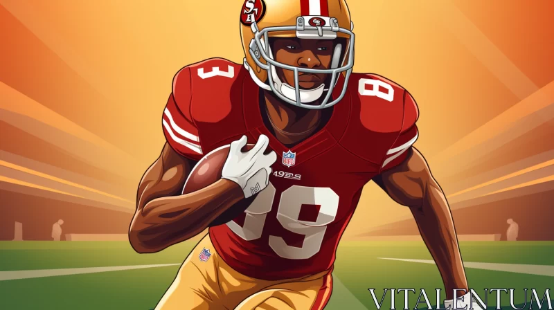 AI ART San Francisco 49ers NFL Player Action Shot in Comiccore Style