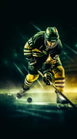 Dynamic Hockey Player in Action with Sparklecore Effect AI Image
