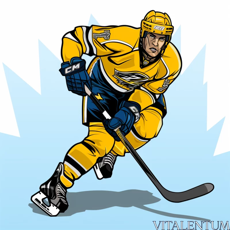 Dynamic Vector-Style Image of Hockey Player in Action AI Image