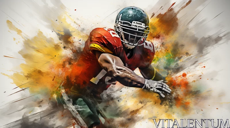 Football Player Artwork with Intense Water Splatters AI Image