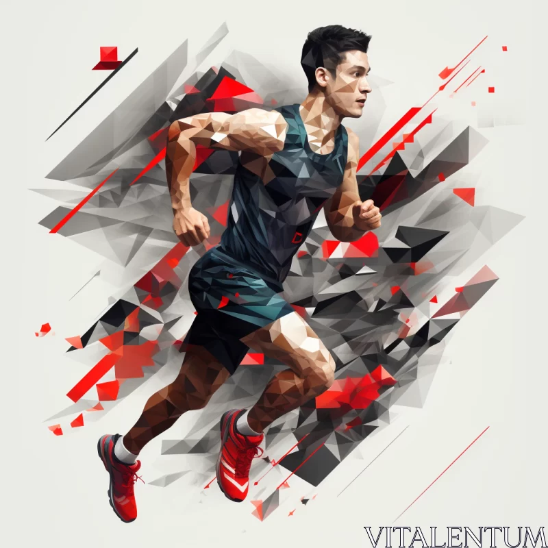 Contemporary Geometric Design of Sports Athlete in Action AI Image