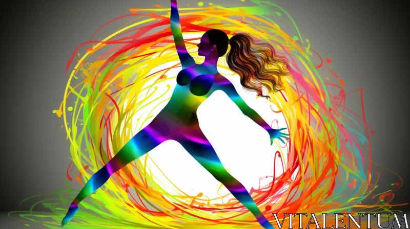 AI ART Energetic Dancer in Vivid Color Splash Style