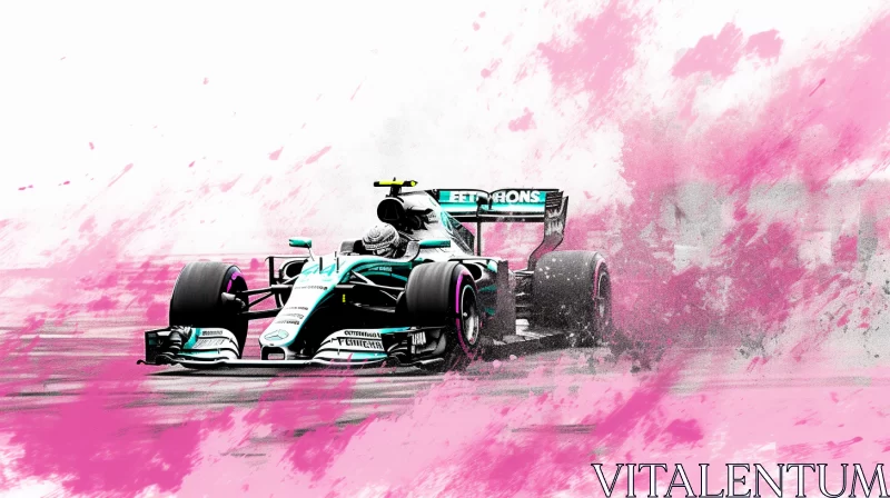 Surreal McLaren Mercedes F1 Car Race Image in Ink Wash Style  - AI Generated Images AI Image