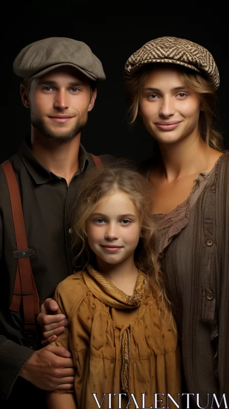 Timeless Studio Portrait of a Family in a Romanticized Country Life Setting AI Image