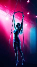 Aerialist Gymnast Silhouette in Vibrant Stonepunk Spectacle AI Image
