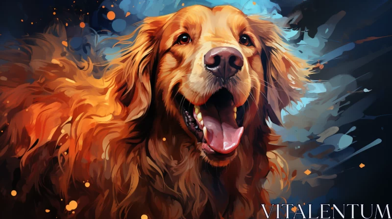 Caricature Golden Retriever in 2D Game Art Style AI Image