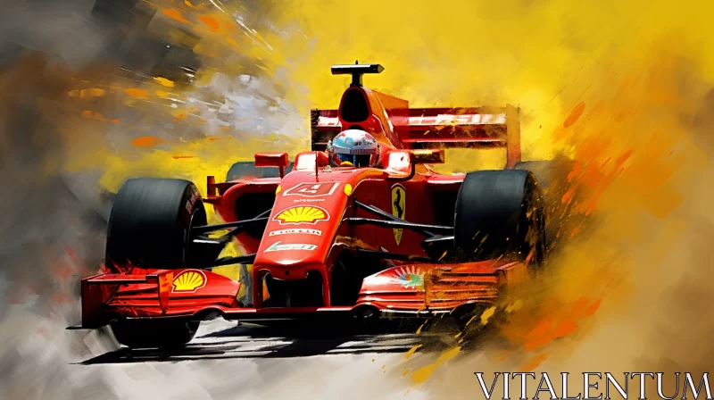 Vibrant Formula 1 Race Car Image in Dynamic Light Crimson and Yellow  - AI Generated Images AI Image