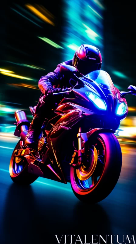 High-Resolution Motorcycle Racing Image with Vibrant Manga Aesthetic AI Image