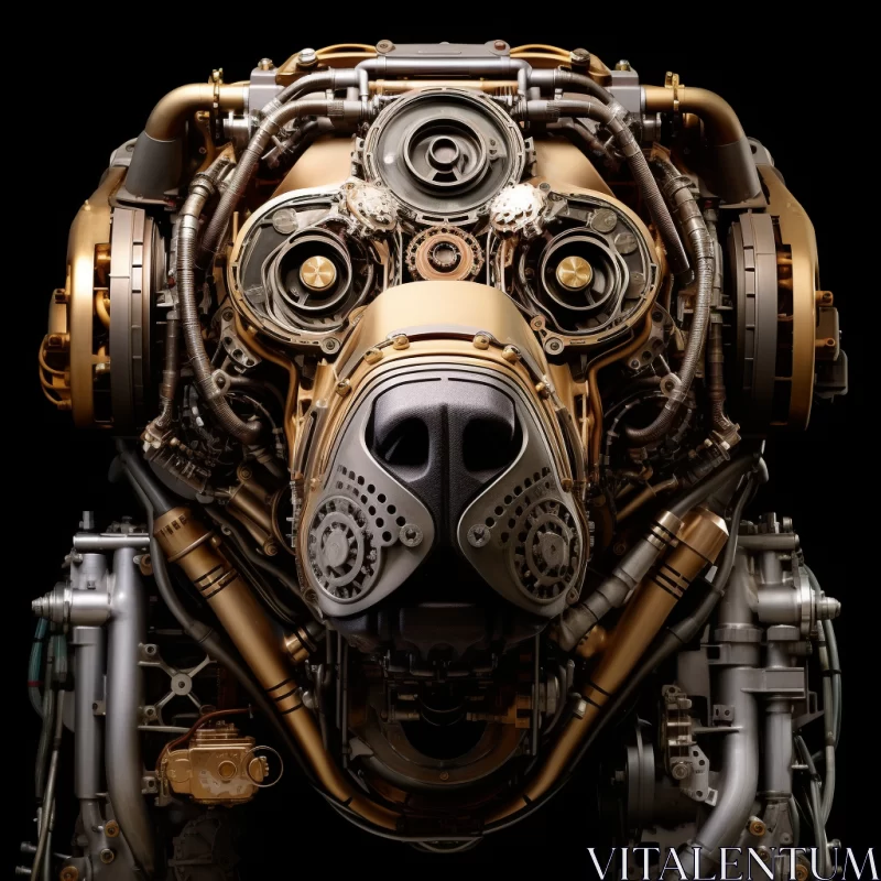 Intricate Gear-Made Canine Portrait on Beige Background AI Image