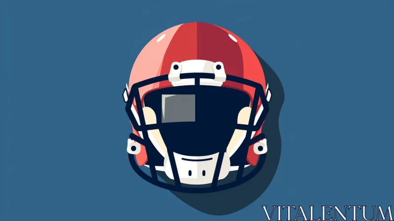 Minimalist American Football Helmet Illustration against Blue Backdrop AI Image
