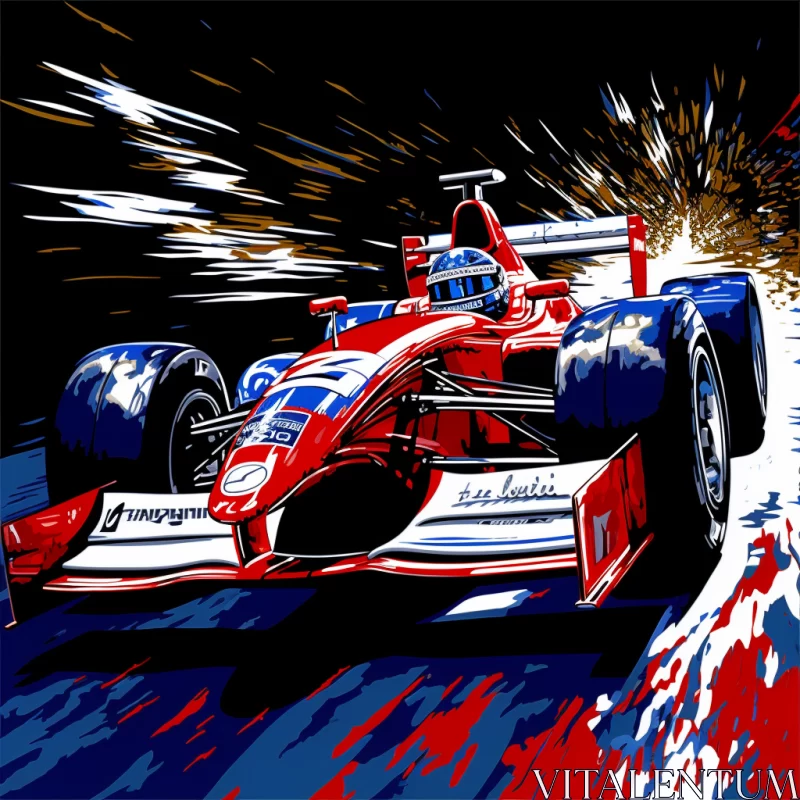 AI ART Exhilarating Pop Art Painting of Racing Car in Motion  - AI Generated Images