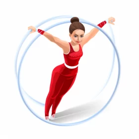 Isometric View of Woman Performing Gymnastics with Hoops AI Image