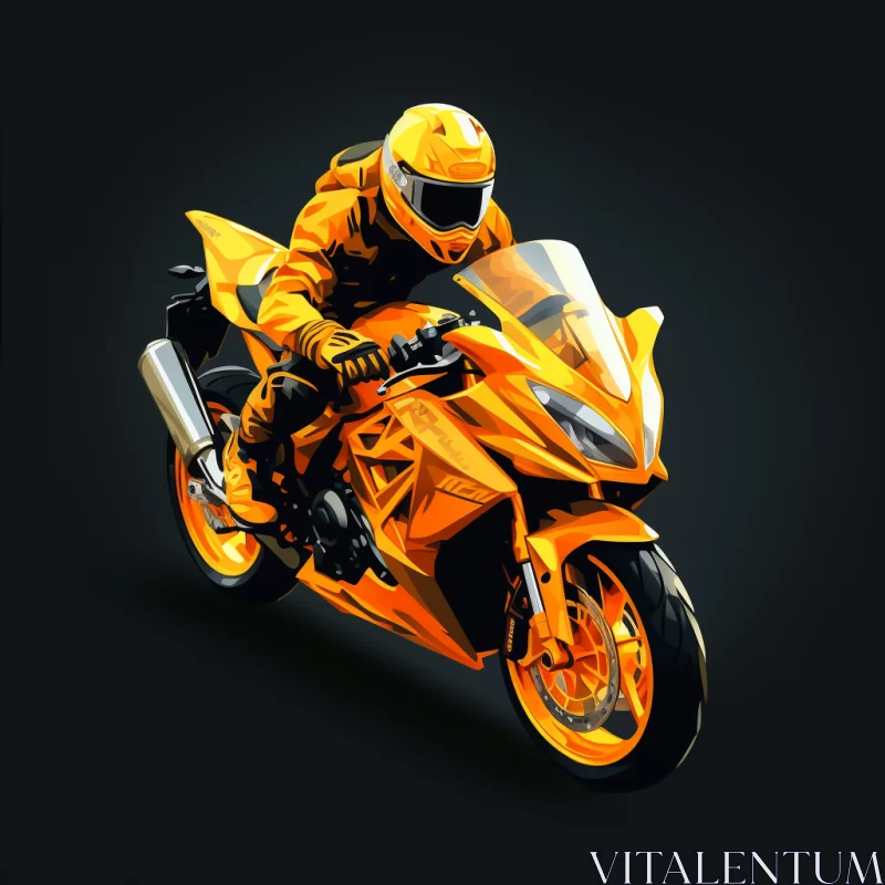 32k UHD Image of Vibrant Orange Motorcycle in Motion with Glossy Finish AI Image