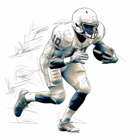 Captivating Football Player Illustration in Graphic Linear Style AI Image