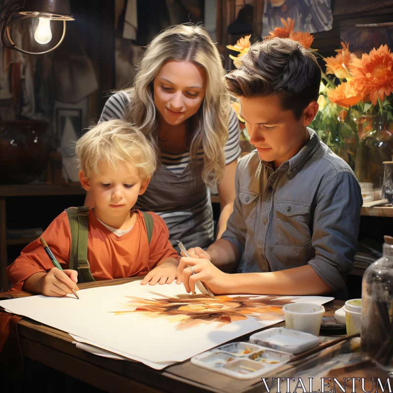 Family Art Session: Still Lifes and Portraits in Warm Tones AI Image