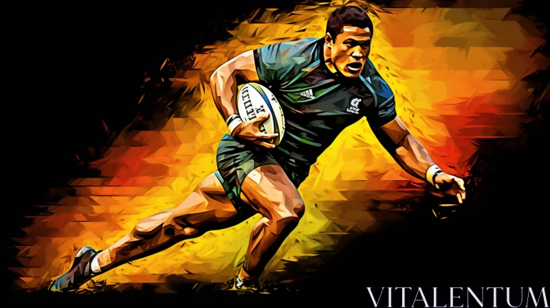 Vivid Digital Art of Rugby Player with Maori & Tonga Elements AI Image