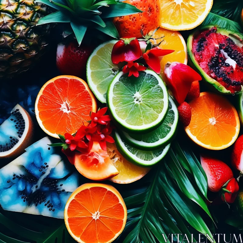 Tropical Fruits in Bloomcore and Kimoicore Aesthetics AI Image