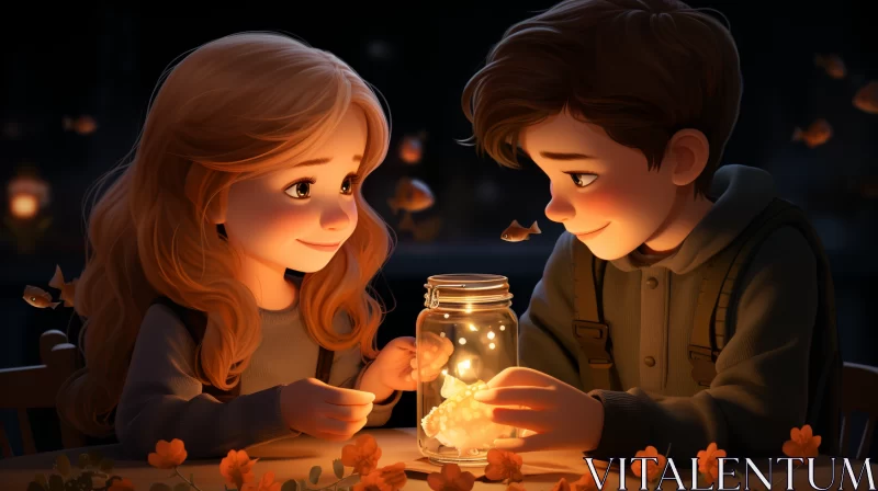 Romantic Children's Illustration in Cinema4D Style AI Image