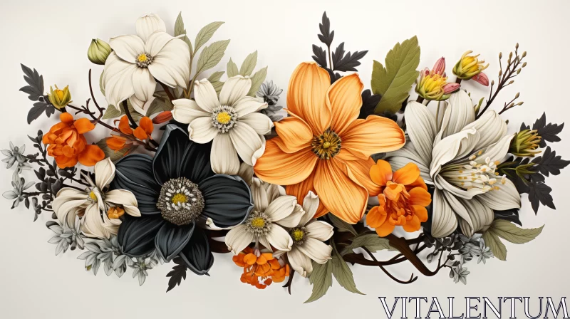 Exquisite Floral Bouquet: A Detailed Realistic Rendering AI Image