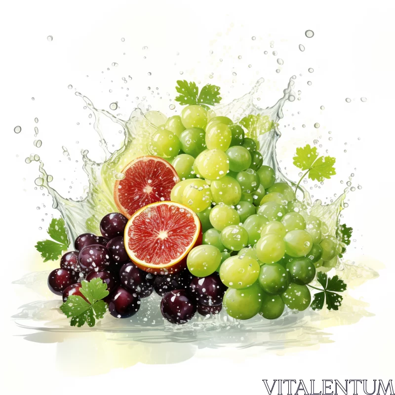 AI ART Organic Realism Vector: Grape and Grapefruit Splash