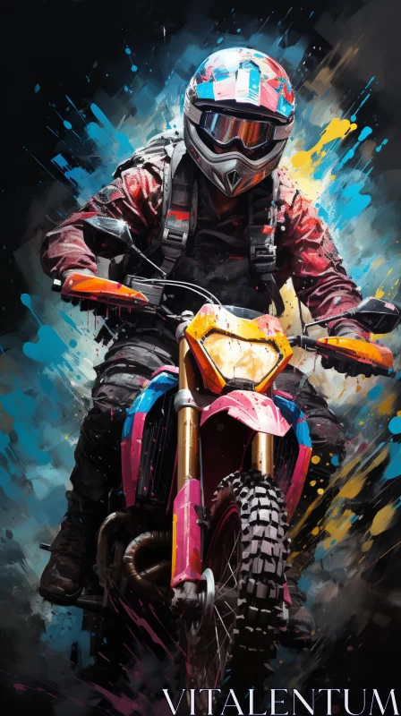 Thrilling Dirt Bike Race Scene in Vibrant Colors AI Image