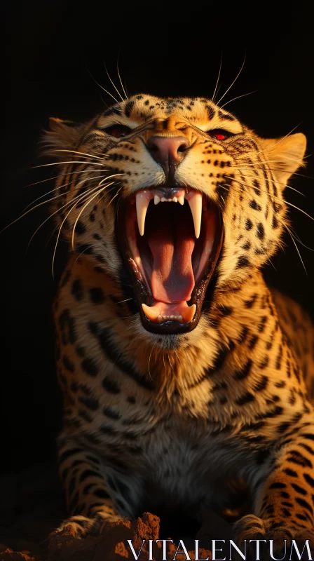 Eerily Realistic Leopard Panting in Demonic Style AI Image