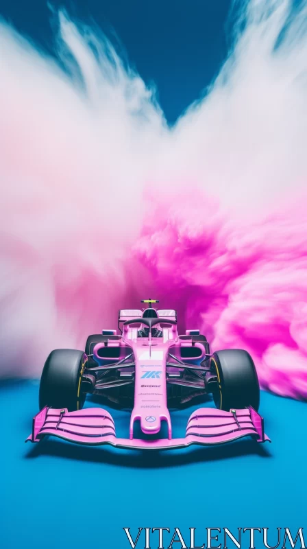 AI ART Pink Formula 1 Car in Smoke: A Striking Contrast  - AI Generated Images