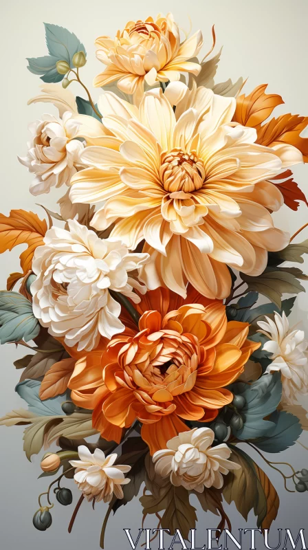 Baroque Grandiosity in a Floral Arrangement: A Study in Contrast and Color AI Image